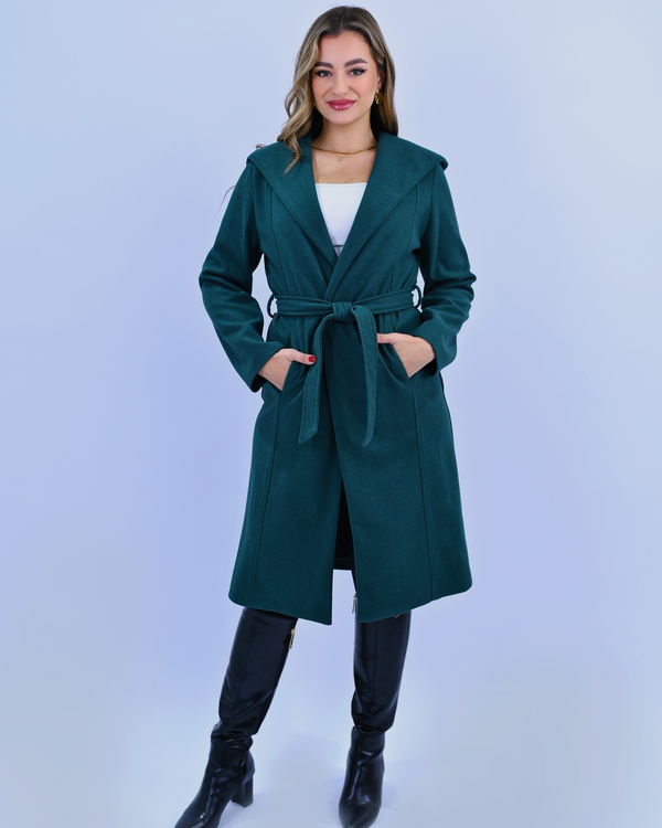 Cozy Chic The Hooded Wrap Coat for Effortless Style - Green