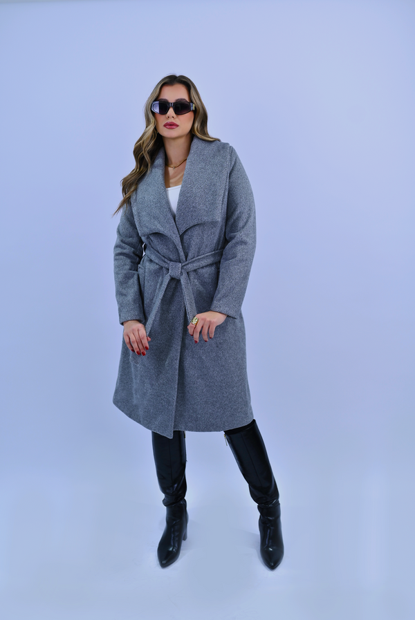 Effortless Chic The Soft Wrap Coat - Gray