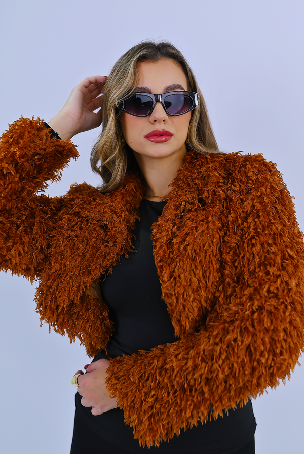 Jacket Fierce & Fluffy Bold Textures for Statement Looks - Camel