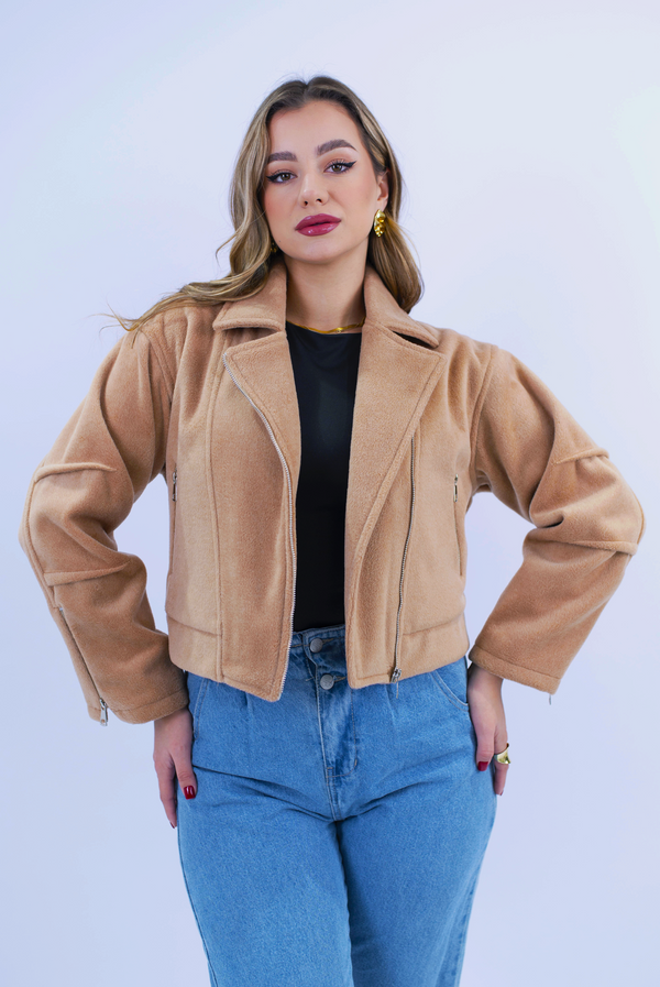 Classic Cropped Jacket - Beige