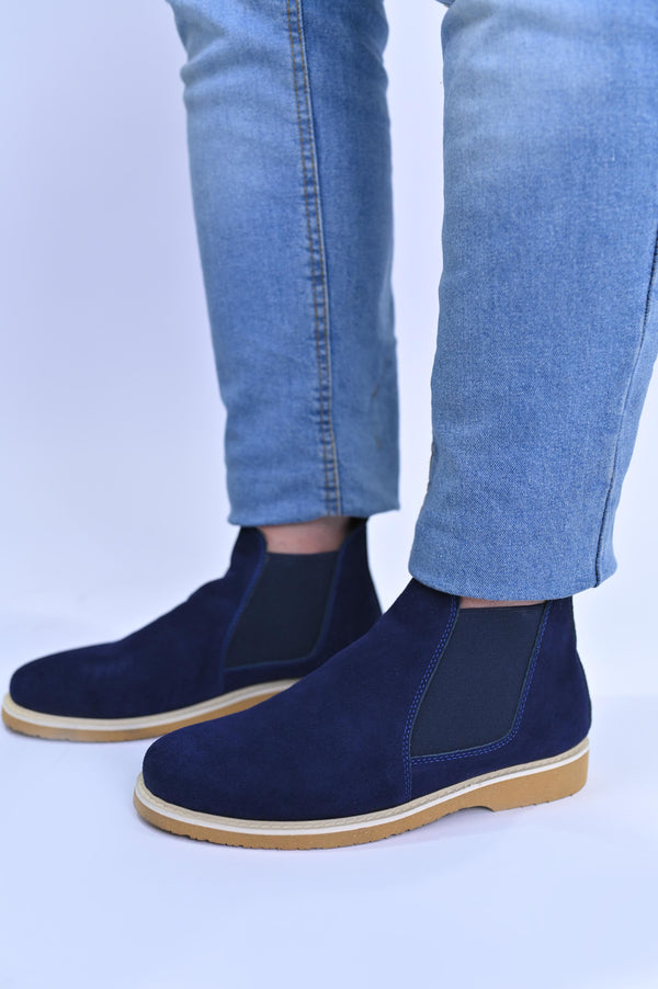 Classic Suede Chelsea Boots - Darck Blue